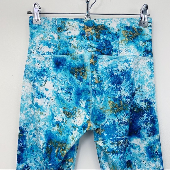 PRANA Capris Leggings Blue Yellow Paint Splatter Pattern Small - Picture 6 of 8